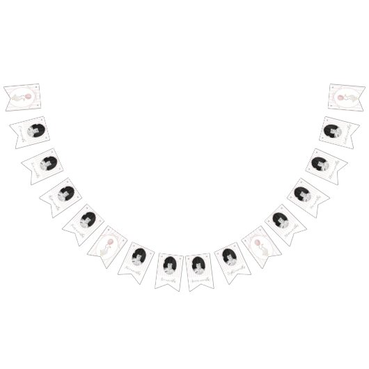 ピンク間抜けグース12ヶ月フォトバナー バンティングフラッグ (全)