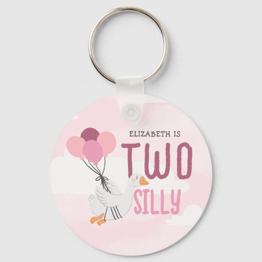 ピンク間抜けツガチョウ第2回バースデーパーティーのお願い キーホルダー (正面)