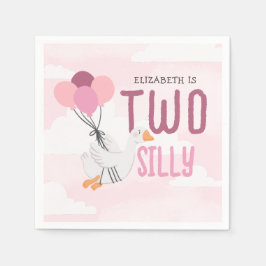 ピンク間抜けツガチョウ2回目の誕生日パーティー スタンダードカクテルナプキン