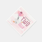 ピンク間抜けツガチョウ2回目の誕生日パーティー スタンダードカクテルナプキン (角)