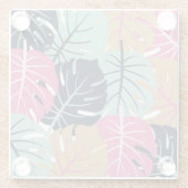 ピンク離れとブルーのトロピカルパーム | ガラスコースター (裏面)