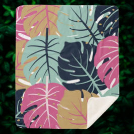 ピンク離れとブルーのトロピカルパーム | 居心地の良い シェルパブランケット