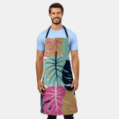 ピンク離れとブルーのトロピカルパーム | 料理 エプロン (着用した状態)