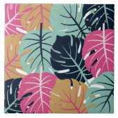 ピンク離れとブルーのトロピカルパーム | 装飾的 タイル (正面)