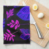 ピンク離れと紫の色合いのネオン キッチンタオル (四つ折り)