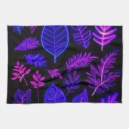 ピンク離れと紫の色合いのネオン キッチンタオル