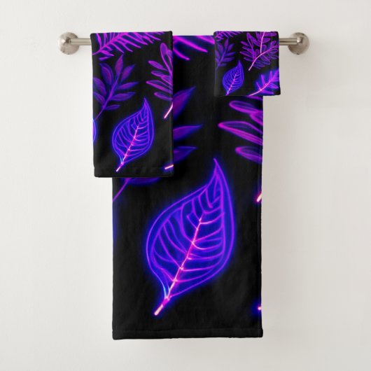 ピンク離れと紫の色合いのネオン バスタオルセット (インサイチュ)