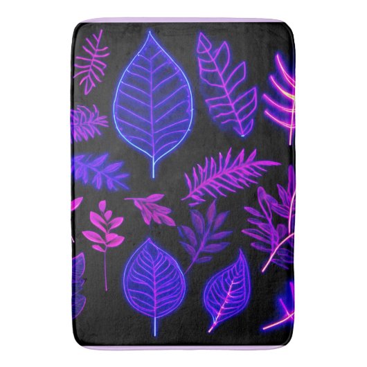 ピンク離れと紫の色合いのネオン バスマット (正面縦)