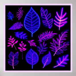 ピンク離れと紫の色合いのネオン ポスター