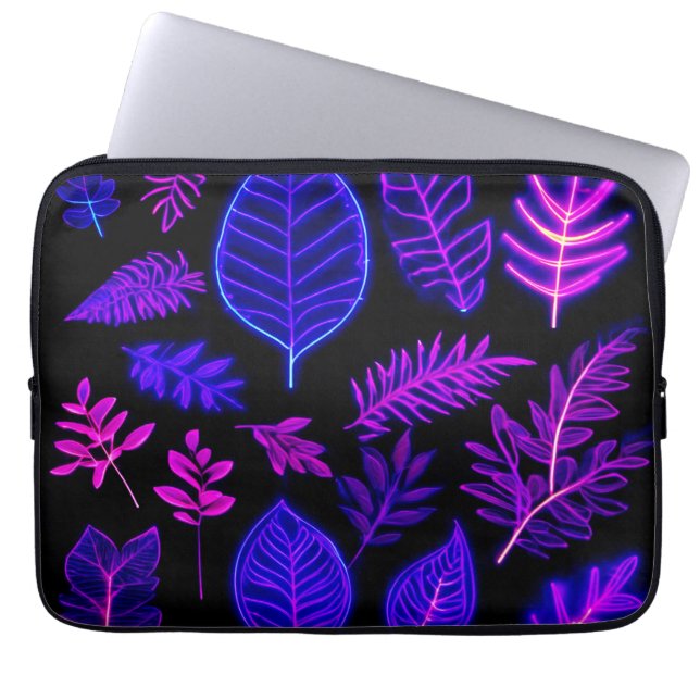 ピンク離れと紫の色合いのネオン ラップトップスリーブ (正面)