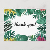 ピンク離れと黄色の熱帯花を持つジャングルの花 ポストカード (正面)