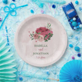 ピンク離れの花は結婚緑 ペーパープレート