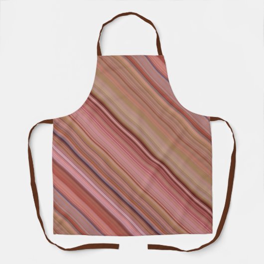 ピンク離れク、ブラウン、桃のストライプ エプロン (正面)