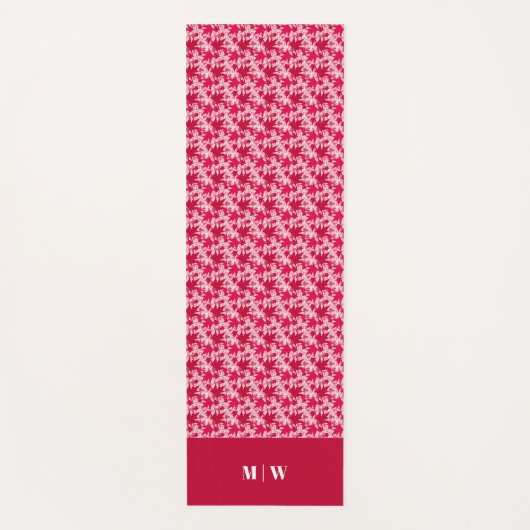 ピンク離れ色の背景にカエデの色 – 赤 ヨガマット (正面)