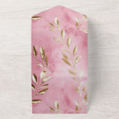 ピンク離れ金ゴールド結婚ズ オールインワン招待状 (外側)