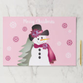 ピンク雪だるまと雪片 ペーパーパッド (インサイチュ)