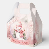 ピンク雪だるまクリスマスパーティーボックス フェイバーボックス (裏面)
