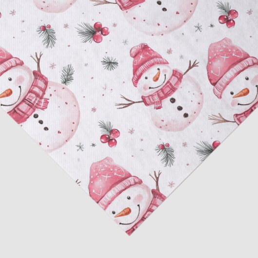 ピンク雪だるまクリスマス 薄葉紙 (詳細)