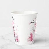 ピンク雪だるまマシュマロ世界 紙コップ (左)