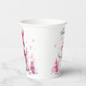 ピンク雪だるまマシュマロ世界 紙コップ (右)