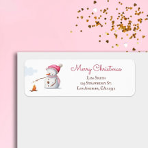 ピンク雪だるまマーシュマローズクリスマス差出人住所