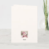 ピンク雪だるまヴィンテージクリスマスフォールディングホリデーカード シーズンカード (裏面)