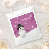 ピンク雪だるま冬の風景クリスマスの好意バッグ フェイバーバッグ (クリップ留めされた状態)