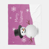 ピンク雪だるま冬シーンクリスマスブランケット フリースブランケット (正面)