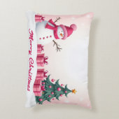 ピンク雪だるま アクセントクッション (裏面(縦))