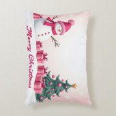 ピンク雪だるま アクセントクッション (正面(垂直))