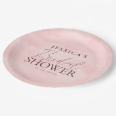 ピンク雲エレガント書道ブライダルシャワー ペーパープレート (アングル)
