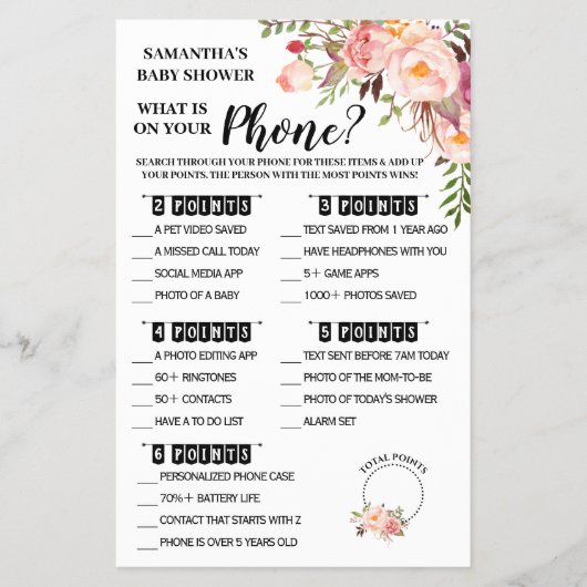 ピンク電話のシャワーゲームカードの内容 チラシ (正面)