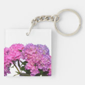 ピンク青あじさいピンク紫の花最高の叔母 キーホルダー (裏面)