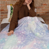 ピンク青みがかった水の色のハートスターミュージックカスタム フリースブランケット