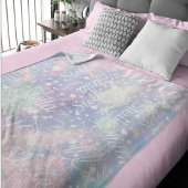 ピンク青みがかった水の色のハートスターミュージックカスタム フリースブランケット