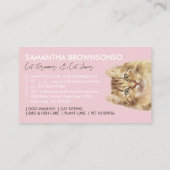 ピンク面白いペットシッター アメリカンカール猫 名刺 (裏面)