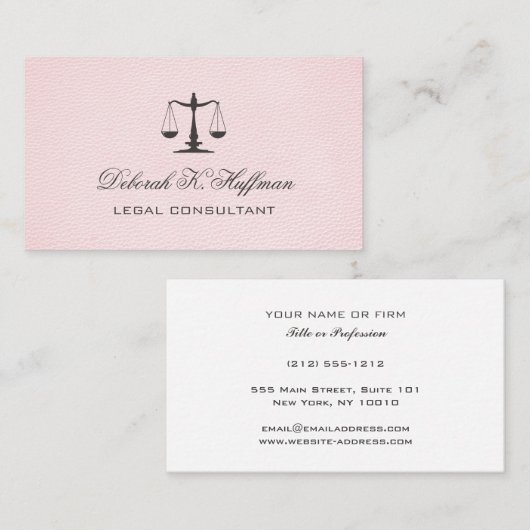ピンク革法フェミニン務規模 名刺 (正面/裏面)