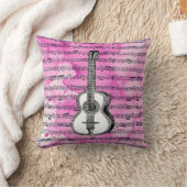 ピンク音楽はギターに注意します クッション (ブランケット)