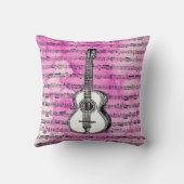 ピンク音楽はギターに注意します クッション (裏面)