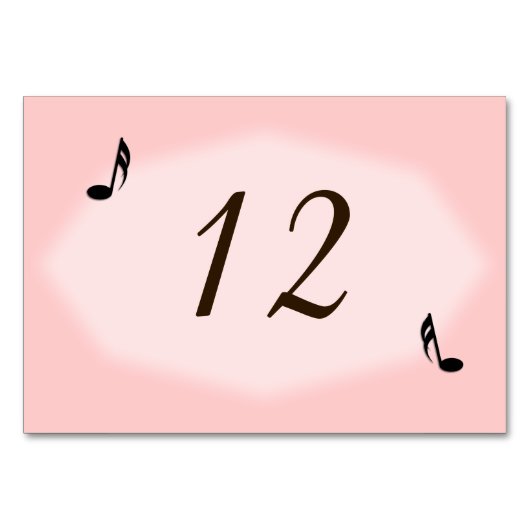 ピンク音楽テーマの結婚式のテーブル数プレイスカード テーブルナンバー (裏面)