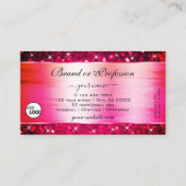 ピンク頭が切れるガーリー色グリッター発光星とロゴ 名刺 (裏面)