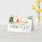 ピンク頼フローラフラワーガールプロポーザル結婚スカード カード (黄色い花)