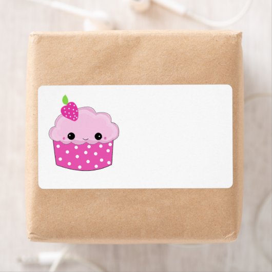 ピンク顔カップケーキ ラベル (インサイチュ)