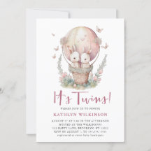 ピンク風船蝶双子女の子ベビーシャワー