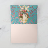 ピンク飛んでいるのバラとイースターの卵を持つ鳩 シーズンカード (内部)