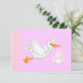 ピンク飛んでいるのstork rsvp改訂 出欠カード (スタンド正面)