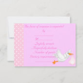 ピンク飛んでいるのstork rsvp改訂 出欠カード (裏面)