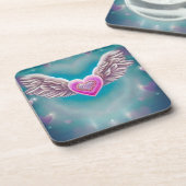 ピンク飛んでいるハート コースター (左側)