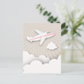 ピンク飛行機の誕生日パーティーはがき インビテーションポストカード (スタンド正面)