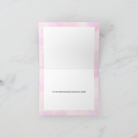 ピンク飛行機テディベアガールサンキューカード 招待状 (内部)